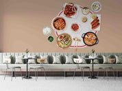 3D Korean Food Design Spicy Chicken Kimchi Watercolor Illustration Wall Mural Wallpaper GD 5487- Jess Art Decoration