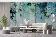 3D Watercolor Gray Green Peonies Fabric Background Wall Mural Wallpaper GD 4204- Jess Art Decoration