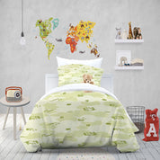 3D Cartoon Dog Cloud Green Quilt Cover Set Bedding Set Duvet Cover Pillowcase 1408