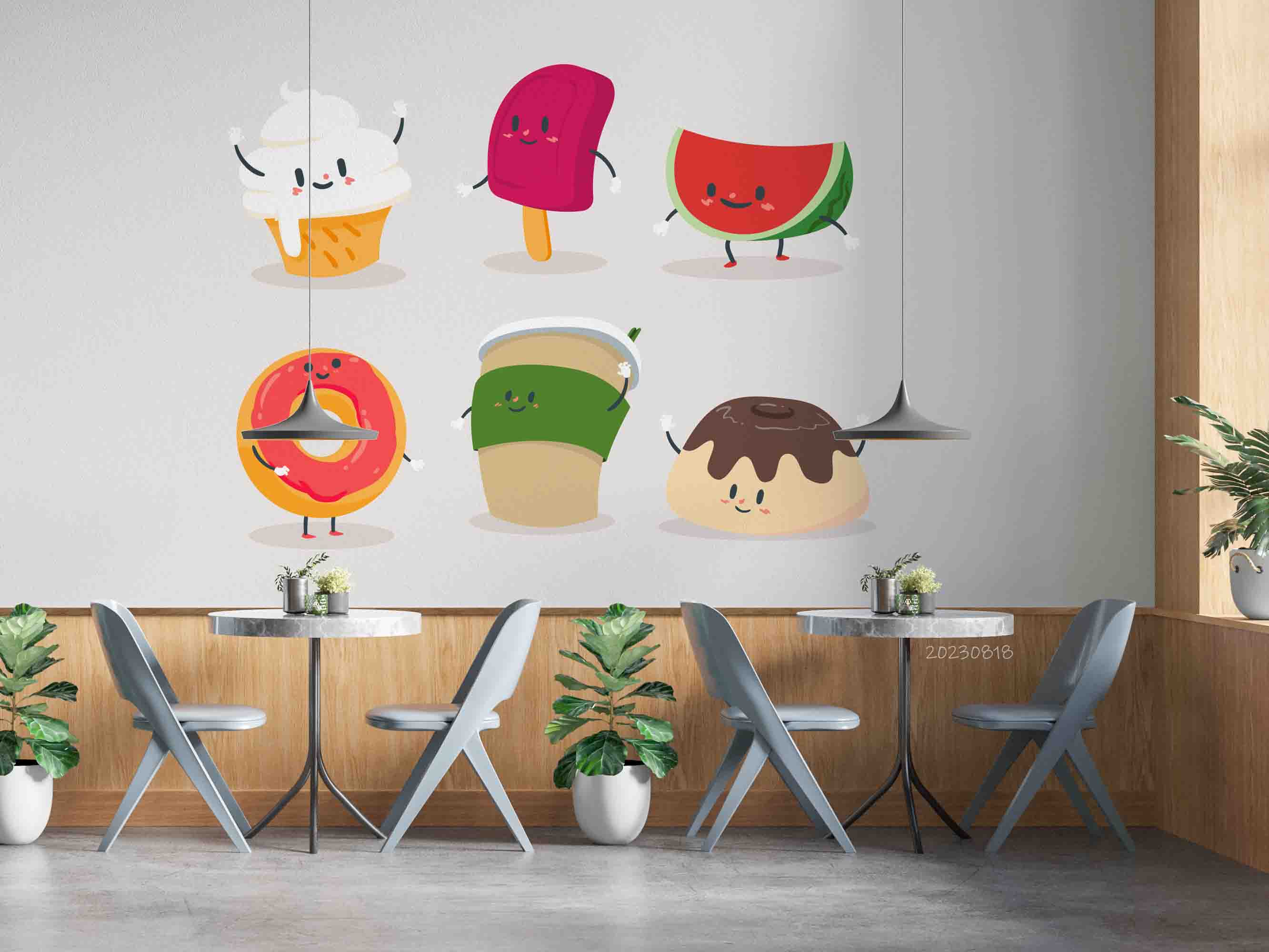 3D Ice Cream Popsicle White Wall Mural Wallpaper YXL 2317