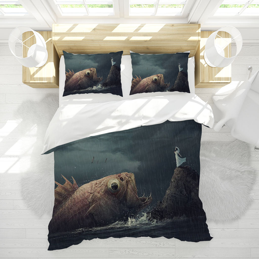 3D Sea Fish Mountain Spindrift Quilt Cover Set Bedding Set Duvet Cover Pillowcases 1159