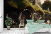 3D Forest House Tree Stone Grassland Trunk Wall Mural Wallpaper YXL 28- Jess Art Decoration