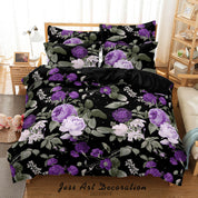 3D Floral Rose Leaf Black Quilt Cover Set Bedding Set Duvet Cover Pillowcase 226