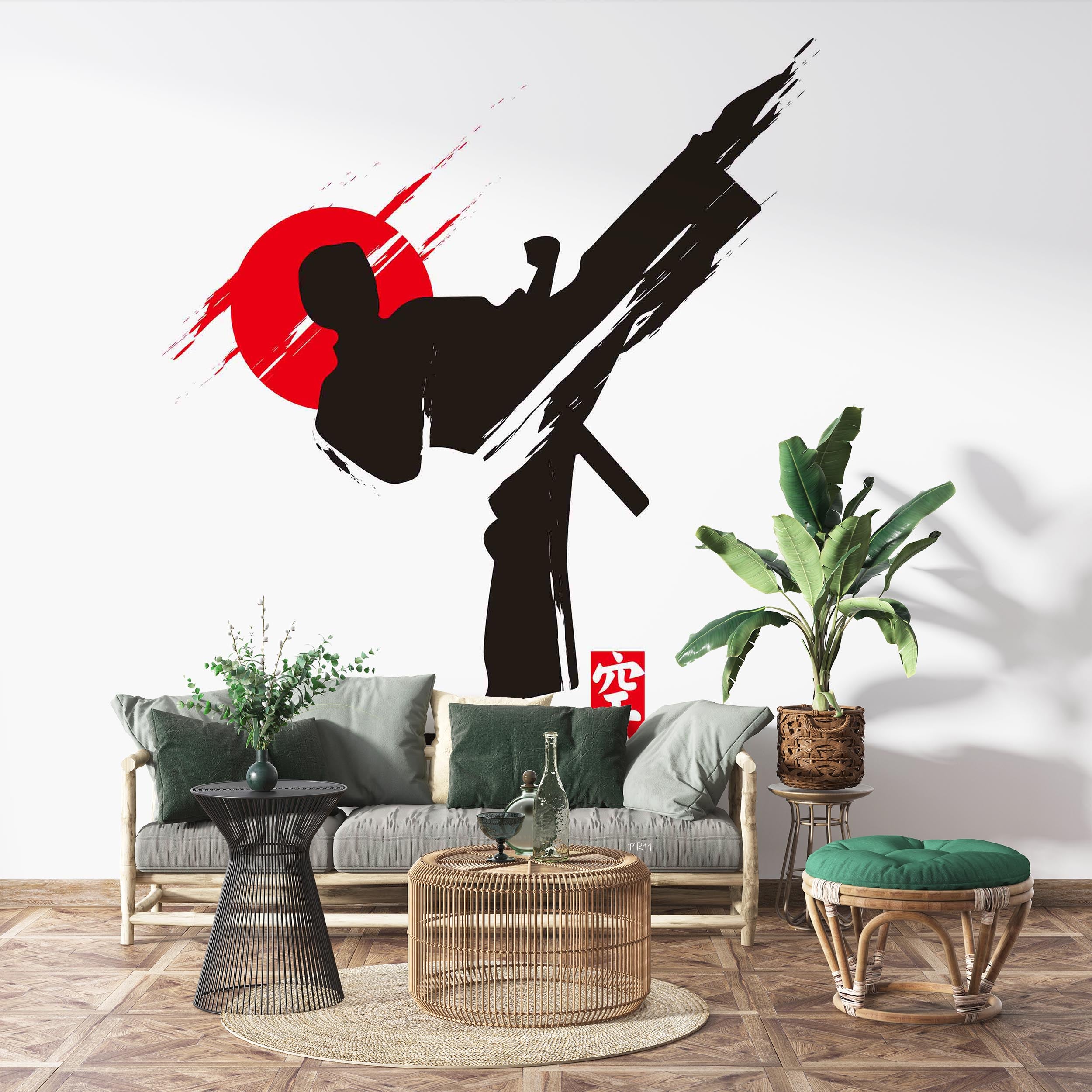 Martial Arts Karate Silhouette Character Illustration Gym Wallpaper gym & fitness wall mural for gym, fitness studio or train