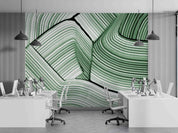 3D Office Business Technology Geometric Green Lines Modern Wall Mural Wallpaper 23