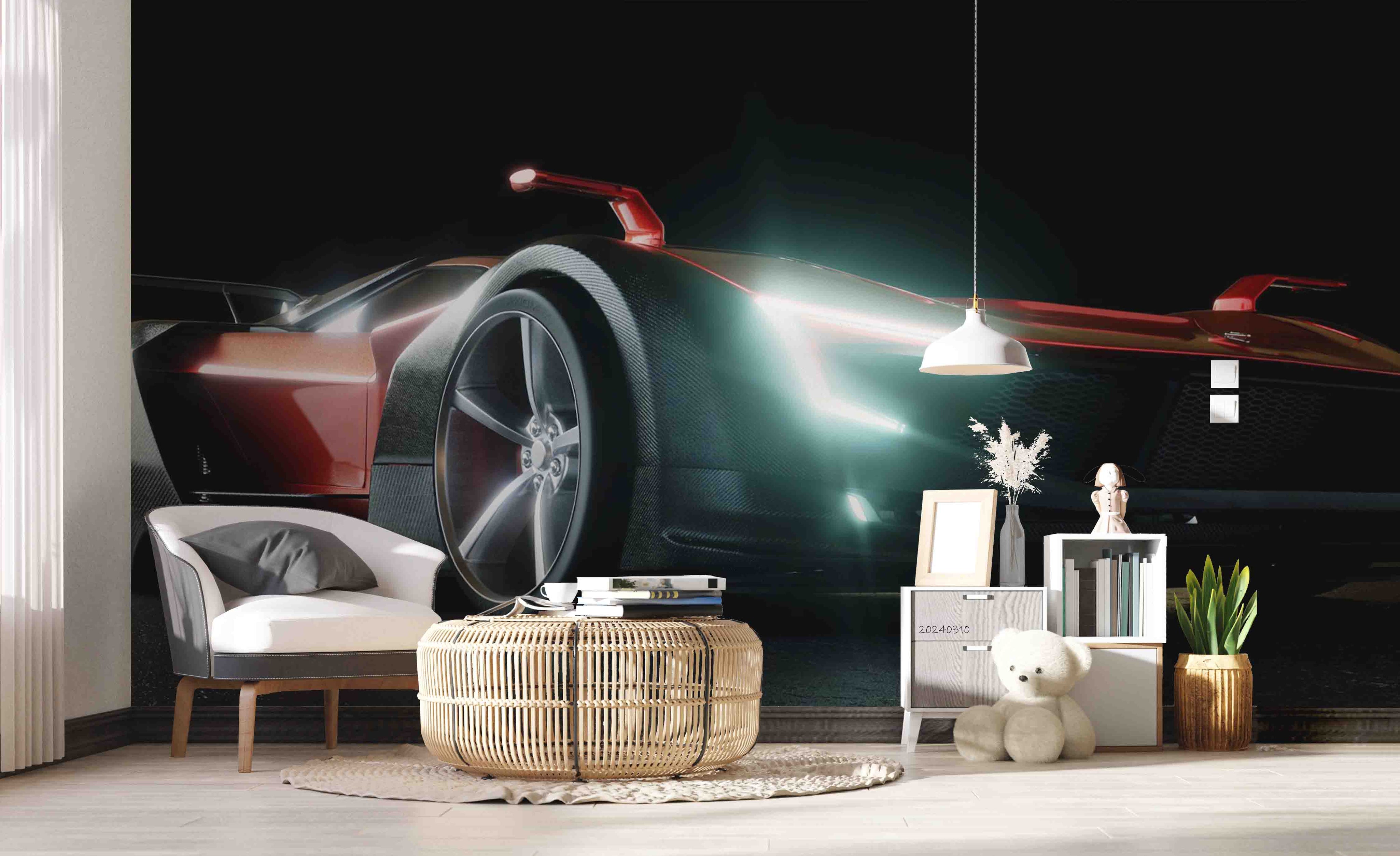 3D Black Sports Car Wallpaper Wall Mural Wall Decor Wall Art Wall Sticker Remoable Wallpaper