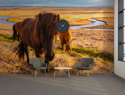 3D Sky Grassland Animal Brown Horse Scenery Wallpaper Wall Mural Wall Decor Wall Art Wall Sticker Remoable Wallpaper LQH