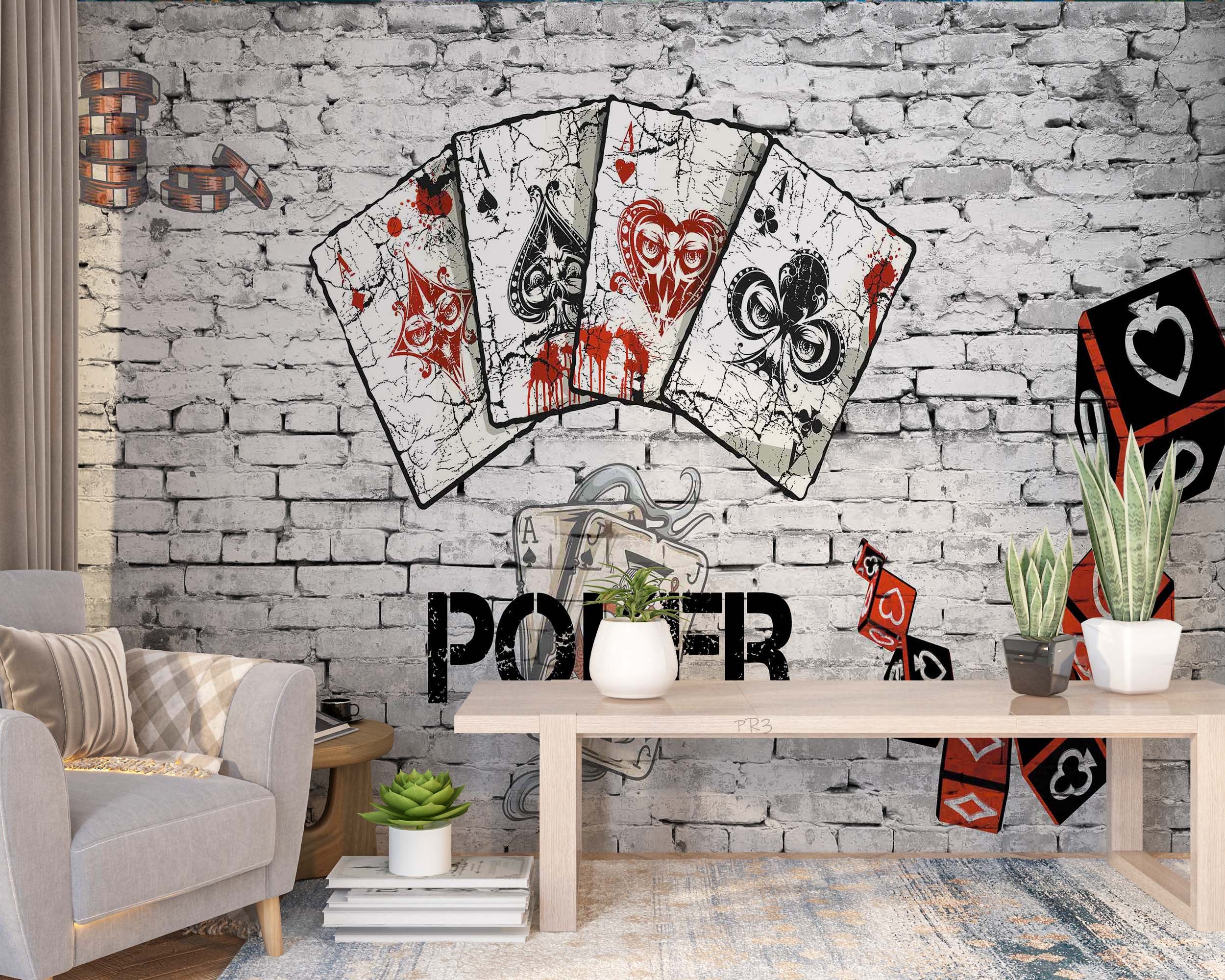 3D Abstract Art Graffiti Poker Wall Texture Wall Mural Wallpaper GD 3814- Jess Art Decoration
