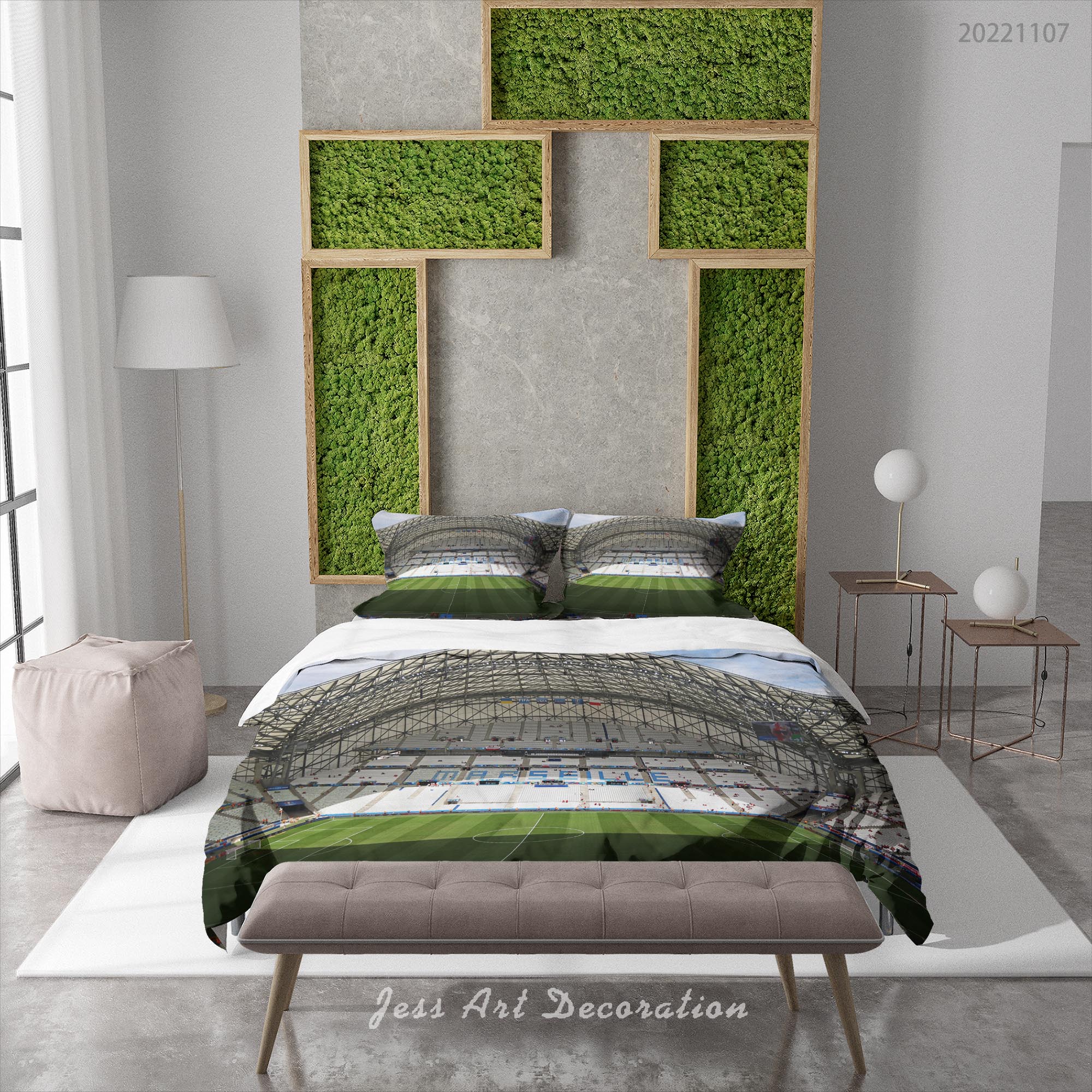 3D Marseilles Football Field Spectator Seats Cloud Sky Quilt Cover Set Bedding Set Duvet Cover Pillowcase 785