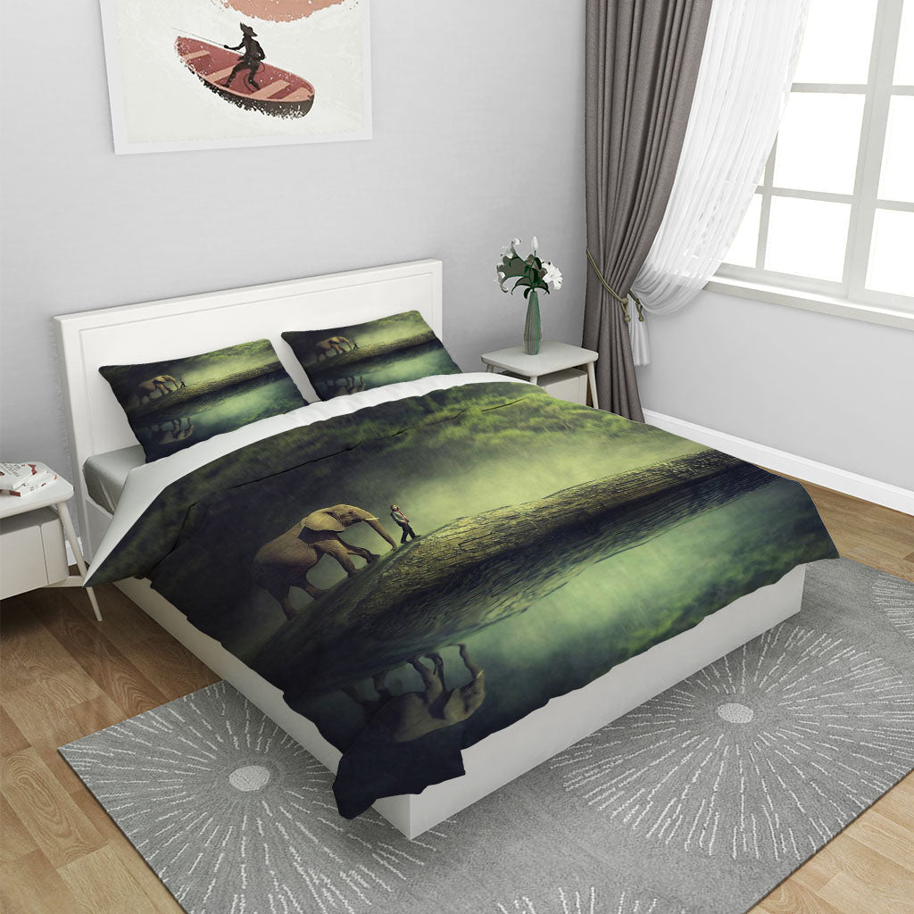 3D Sea Elephant Mountain Person Quilt Cover Set Bedding Set Duvet Cover Pillowcases 1164