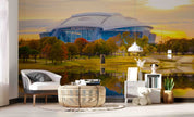 3D Architecture Stadium Tree Ocean Street Wall Mural Wallpaper YXL 222