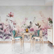 3D Watercolor Pink Floral Leaf Wallpaper Wall Mural Wall Decor Wall Art Wall Sticker Remoable Wallpaper LQH