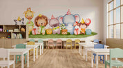 3D Childcare Nursery School Cartoon Animals Kids Gift Wall Mural Wallpaper JN