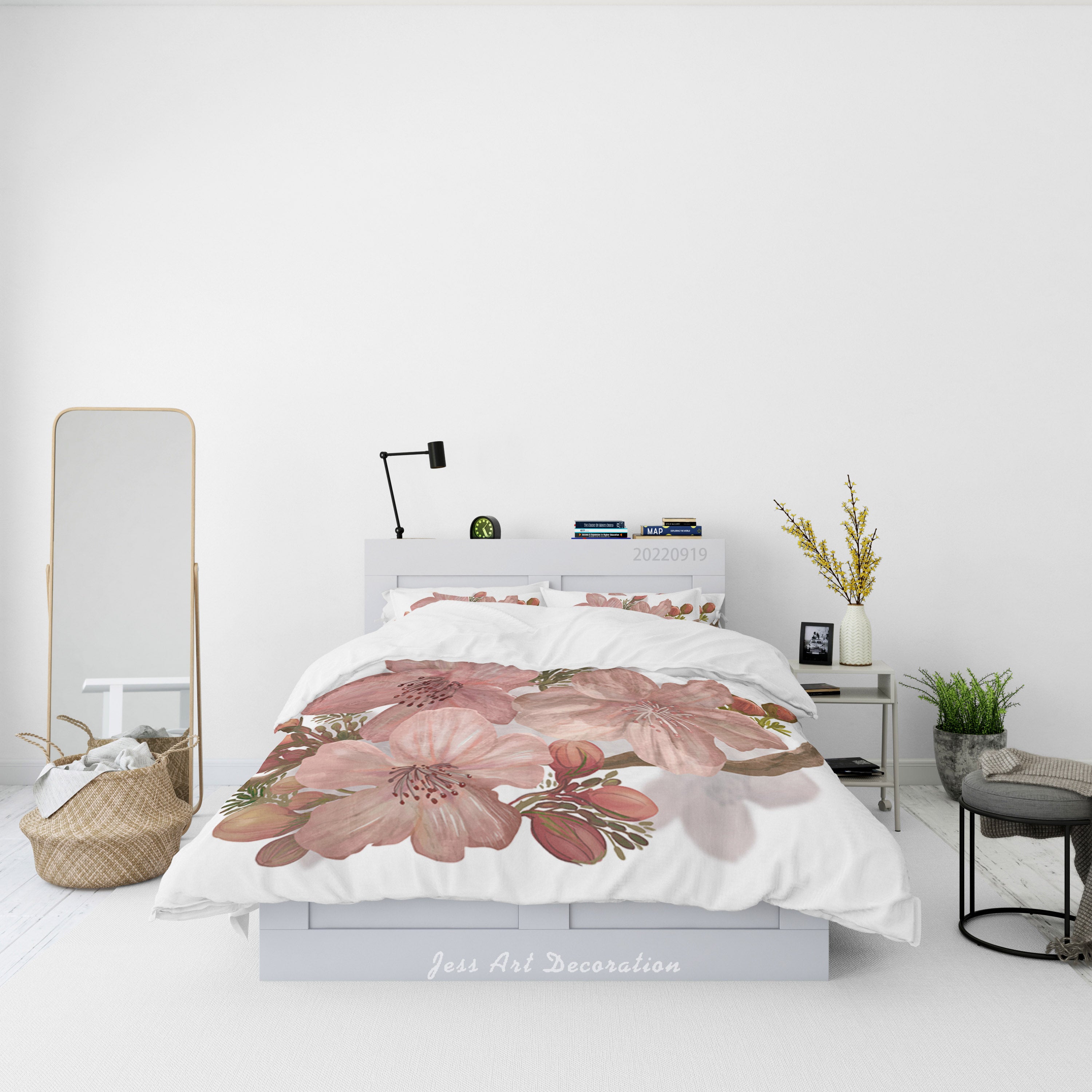 3D Floral Peony Branch Quilt Cover Set Bedding Set Duvet Cover Pillowcase 207