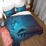 3D Hand Butterfly Blue Quilt Cover Set Bedding Set Duvet Cover Pillowcases 1123