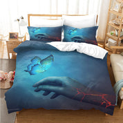 3D Hand Butterfly Blue Quilt Cover Set Bedding Set Duvet Cover Pillowcases 1123