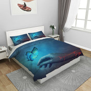 3D Hand Butterfly Blue Quilt Cover Set Bedding Set Duvet Cover Pillowcases 1123