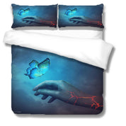 3D Hand Butterfly Blue Quilt Cover Set Bedding Set Duvet Cover Pillowcases 1123