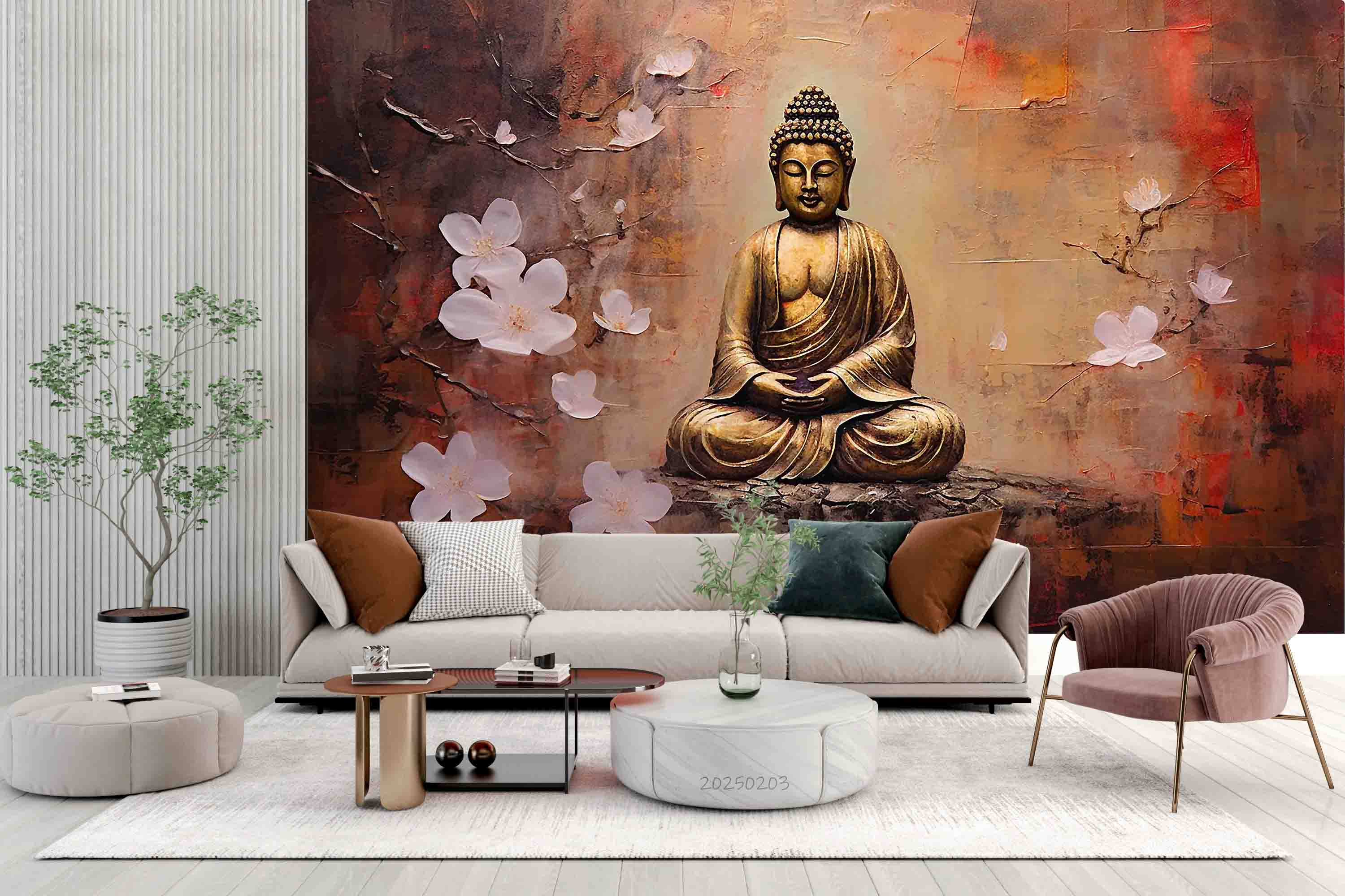 3D Hand Drawn Pink Floral Black Background Wallpaper Wall Mural Wall Decor Wall Art Wall Sticker Remoable Wallpaper LQH 36 (Copy)