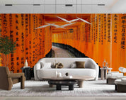3D Red Tori Gate Fushimi Inari Shrine Kyoto Japan Wall Mural Wallpaper GD 4728- Jess Art Decoration