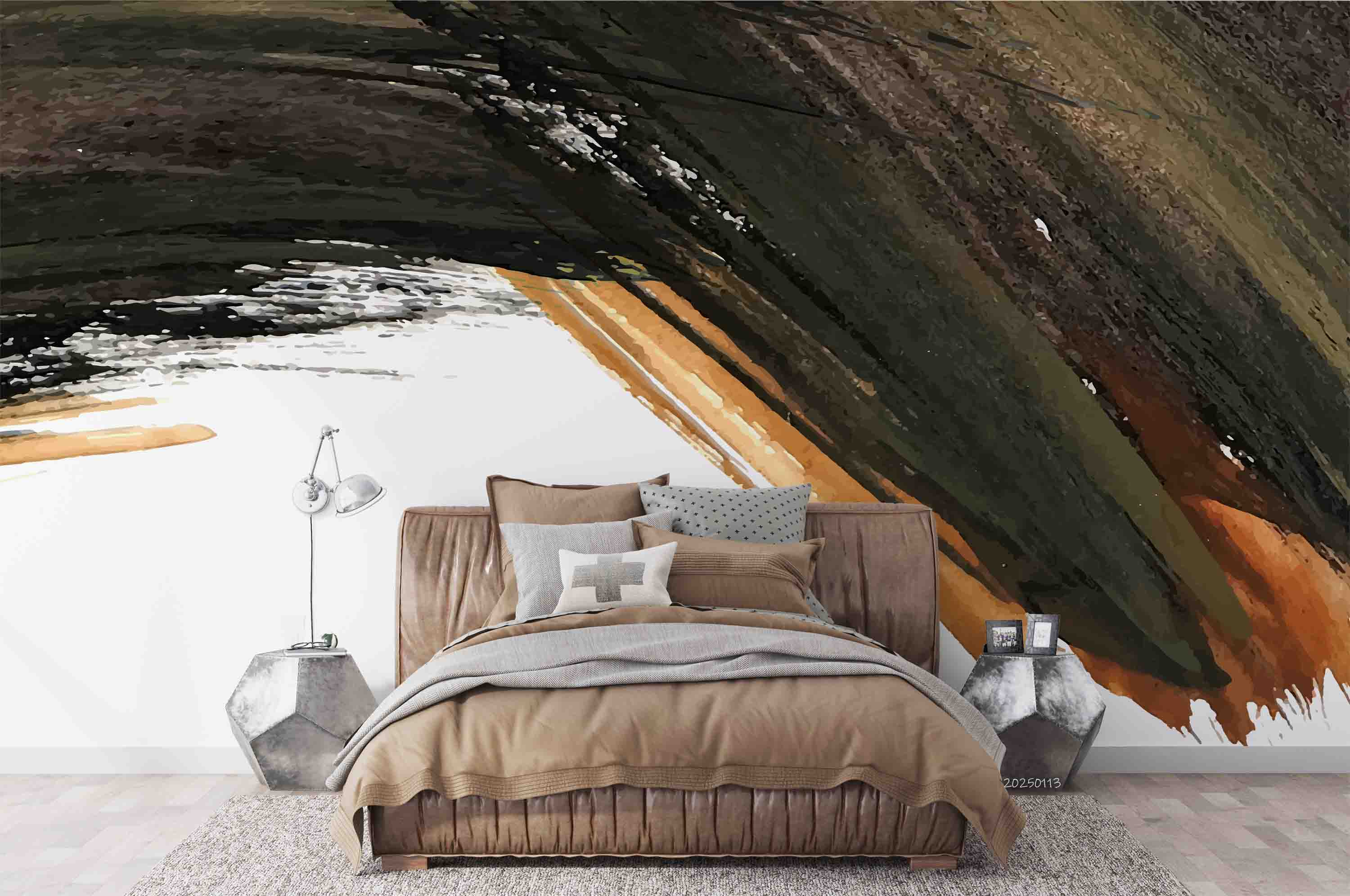 3D Abstract Brown Graffiti Wallpaper Wall Mural Wall Decor Wall Art Wall Sticker Remoable Wallpaper LQH 11