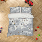 3D World Map Aircraft Cloud Quilt Cover Set Bedding Set Duvet Cover Pillowcase 630