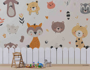 3D Childcare Nursery School Cartoon Kids Animals Wall Mural Wallpaper JN 69