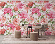 3D Watercolor Pink Peony Rose White Background Wall Mural Wallpaper GD 5190- Jess Art Decoration