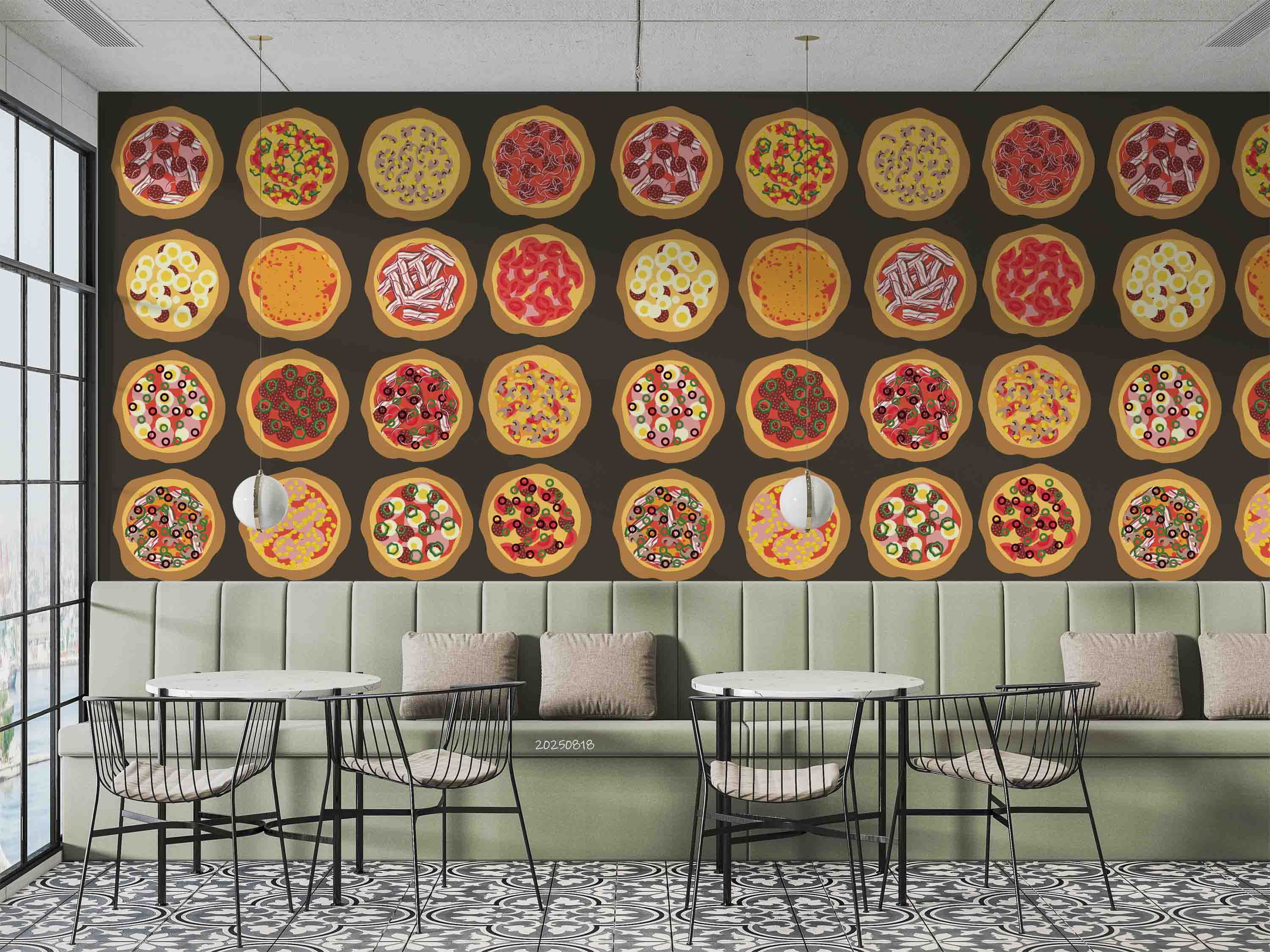 3D Restaurant Snack Bar Diner Fast Food Pizza Wall Mural Wallpaper 72