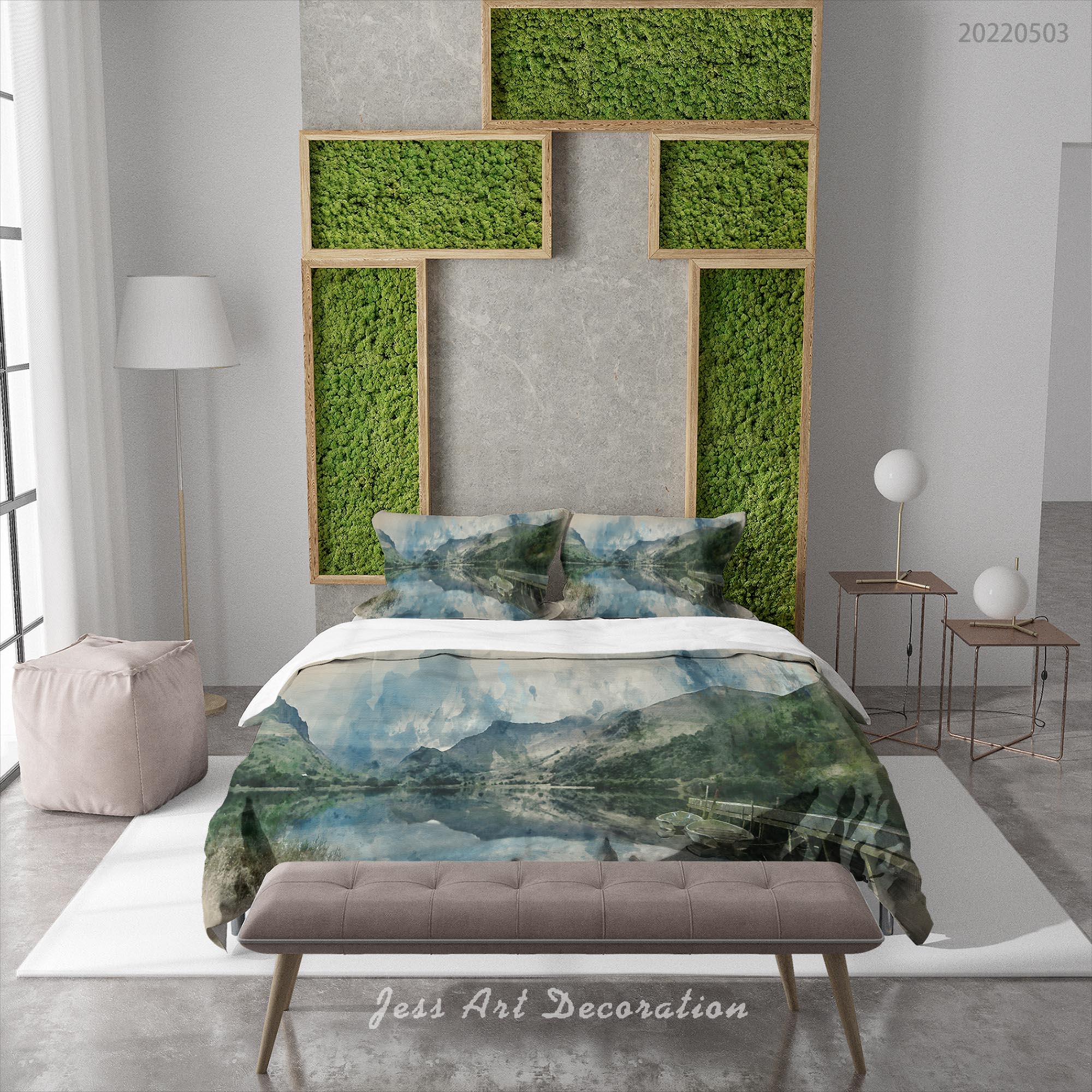 3D Mountain Sea Ship Wooden Trestle Quilt Cover Set Bedding Set Duvet Cover Pillowcase 506
