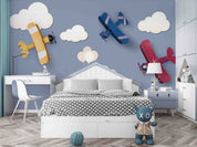 3D Paper Airplane Clouds paper airplane cloud mural wall mural wallpaper for nursery - view 2