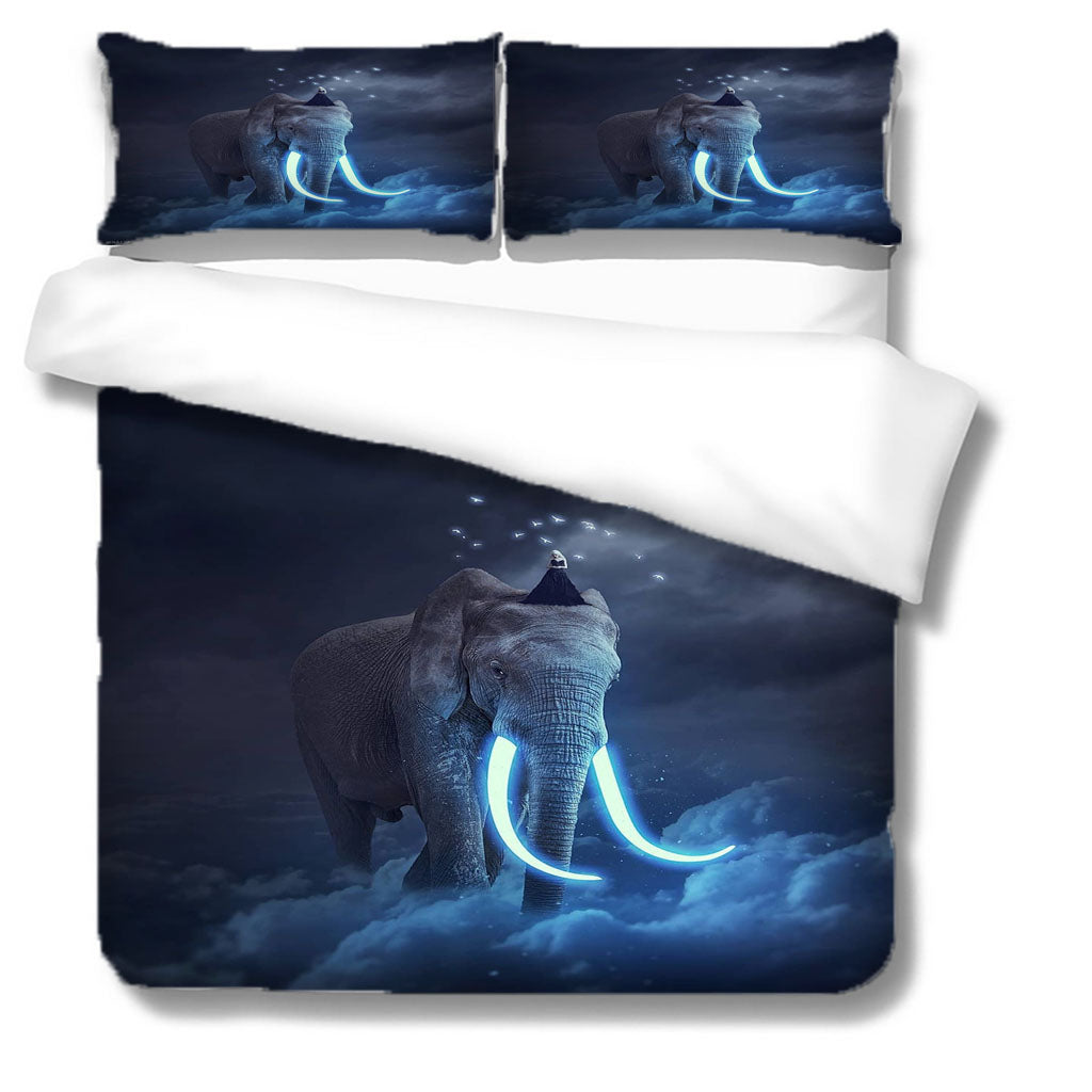 3D Animal Elephant Glowworm Cloud Blue Quilt Cover Set Bedding Set Duvet Cover Pillowcases 1124
