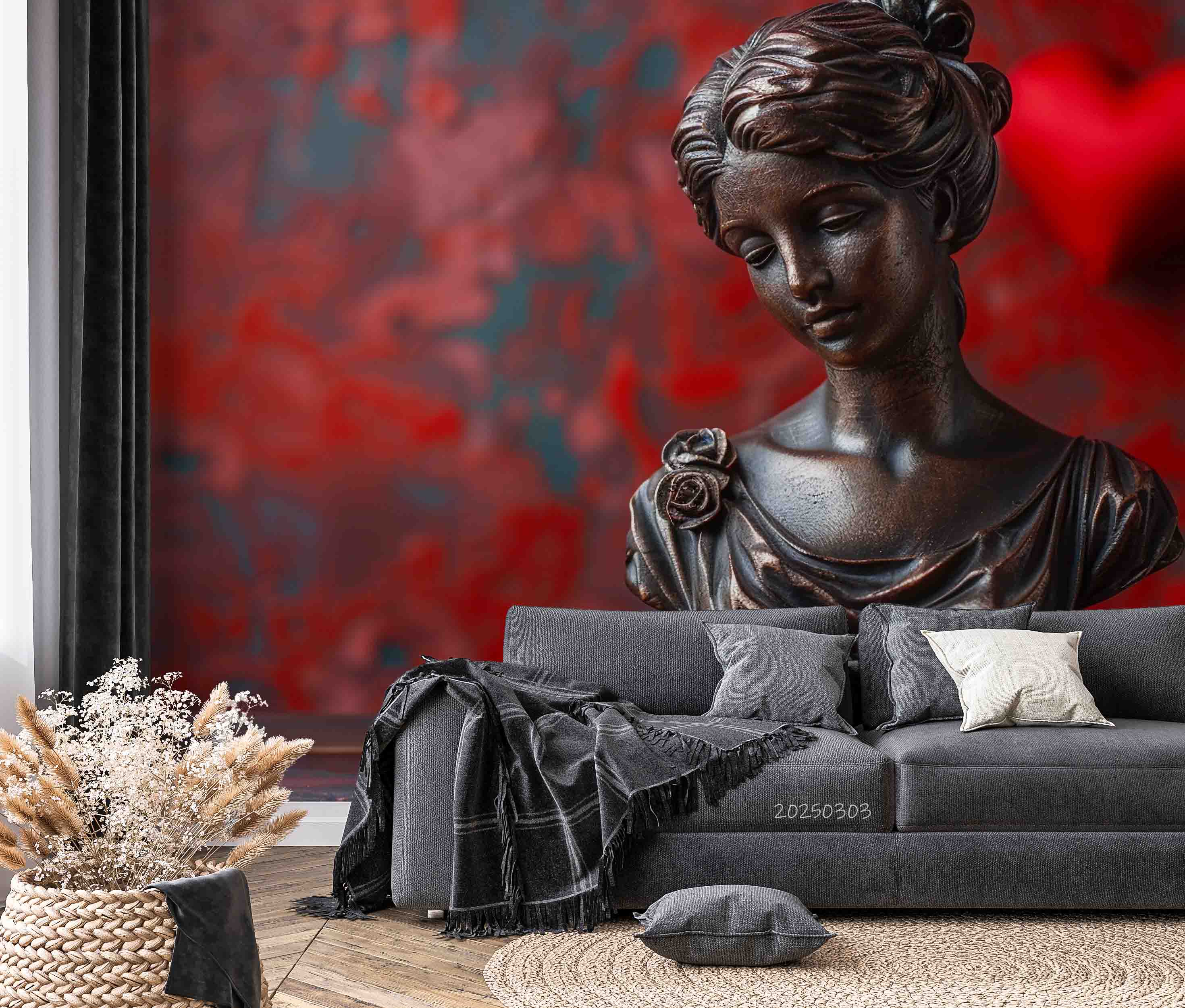 3D Retro Red Sculpture Art Background Wallpaper Wall Mural Wall Decor Wall Art Wall Sticker Remoable Wallpaper LQH