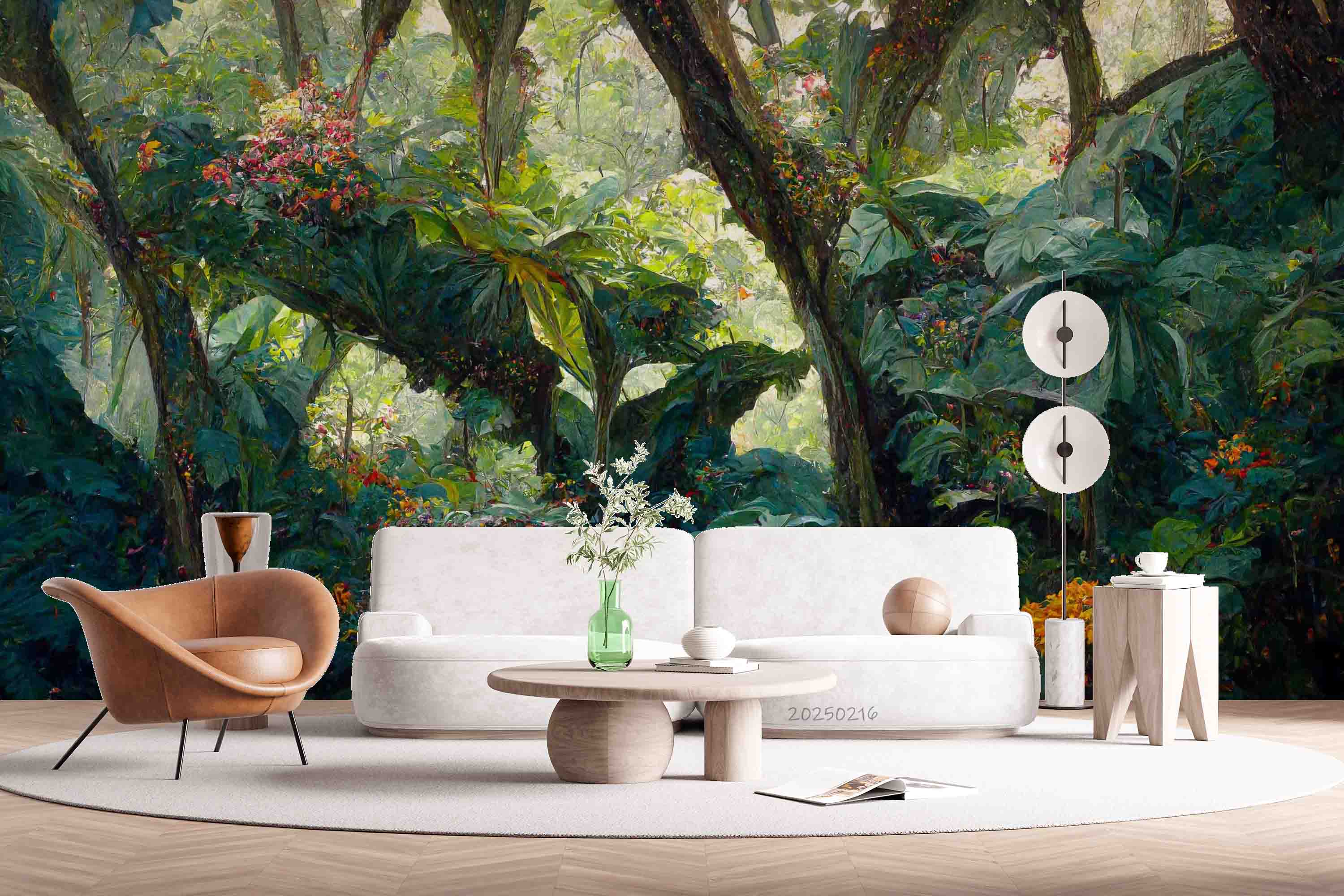 3D Oil Painting Jungle Canopy Big Leaves Flowers Wallpaper Wall Mural Wall Decor Wall Art Wall Sticker Remoable Wallpaper LQH