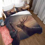 3D Mountain Deer Person Apple Quilt Cover Set Bedding Set Duvet Cover Pillowcases 1167