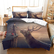 3D Mountain Deer Person Apple Quilt Cover Set Bedding Set Duvet Cover Pillowcases 1167