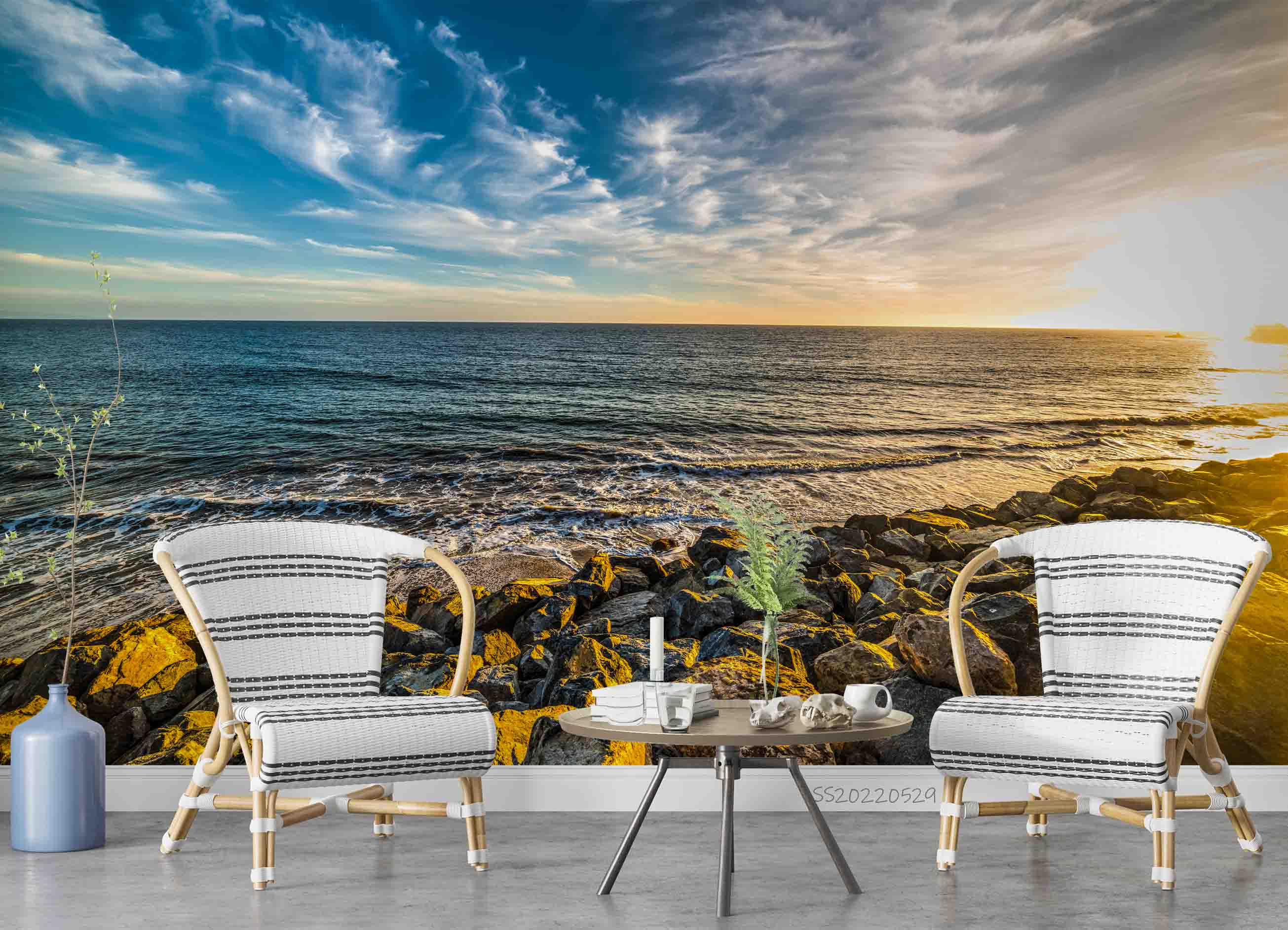 3D Waves Rocks Sea Malibu Coastline California Wall Mural Wallpaper GD 4277- Jess Art Decoration