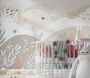 3D Ocean Coral Fish Spume Wall Mural Wallpaper YXL 373
