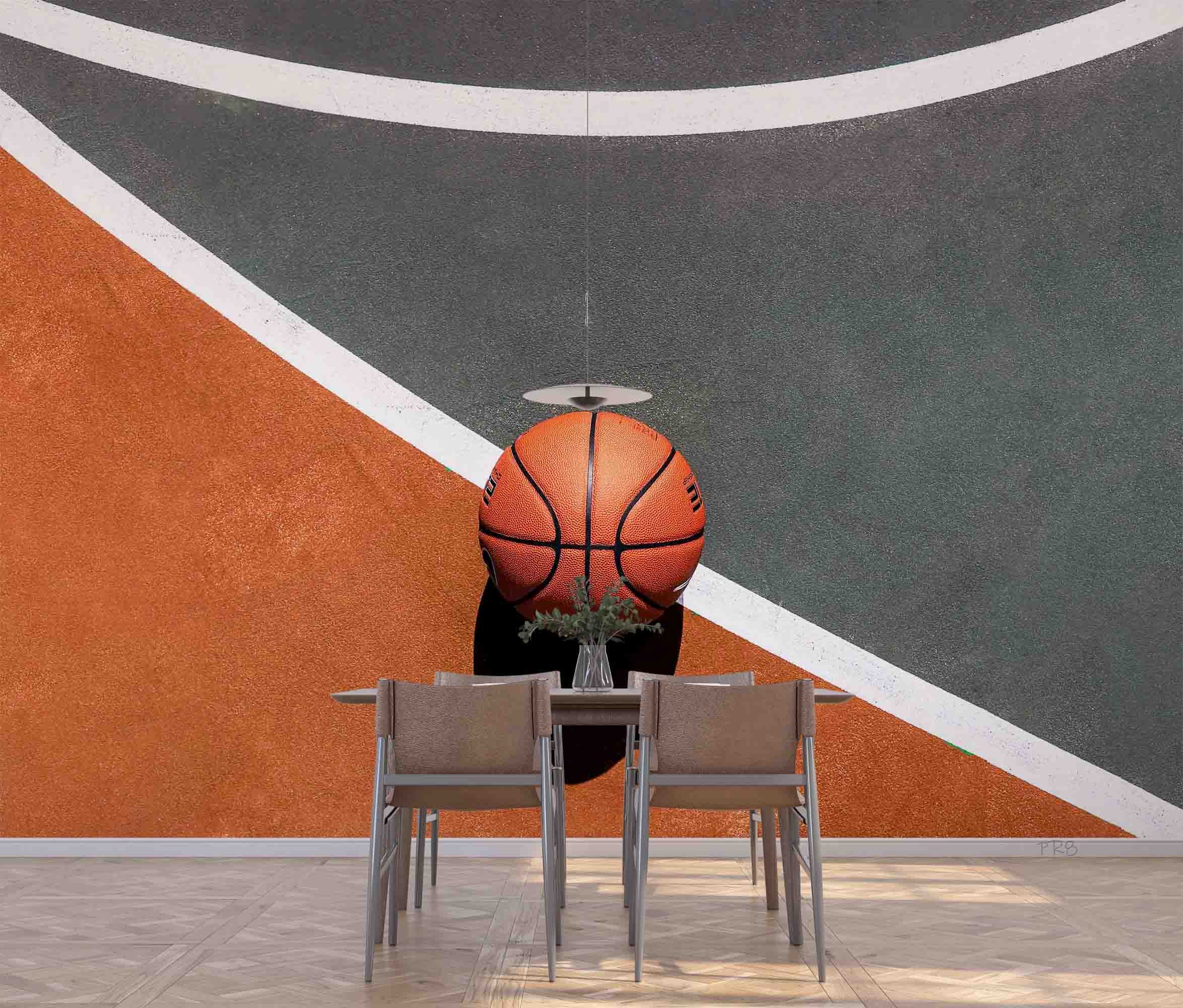 Basketball Court Sideline Wallpaper basketball wall mural for bedroom, gym or sports room - view 4