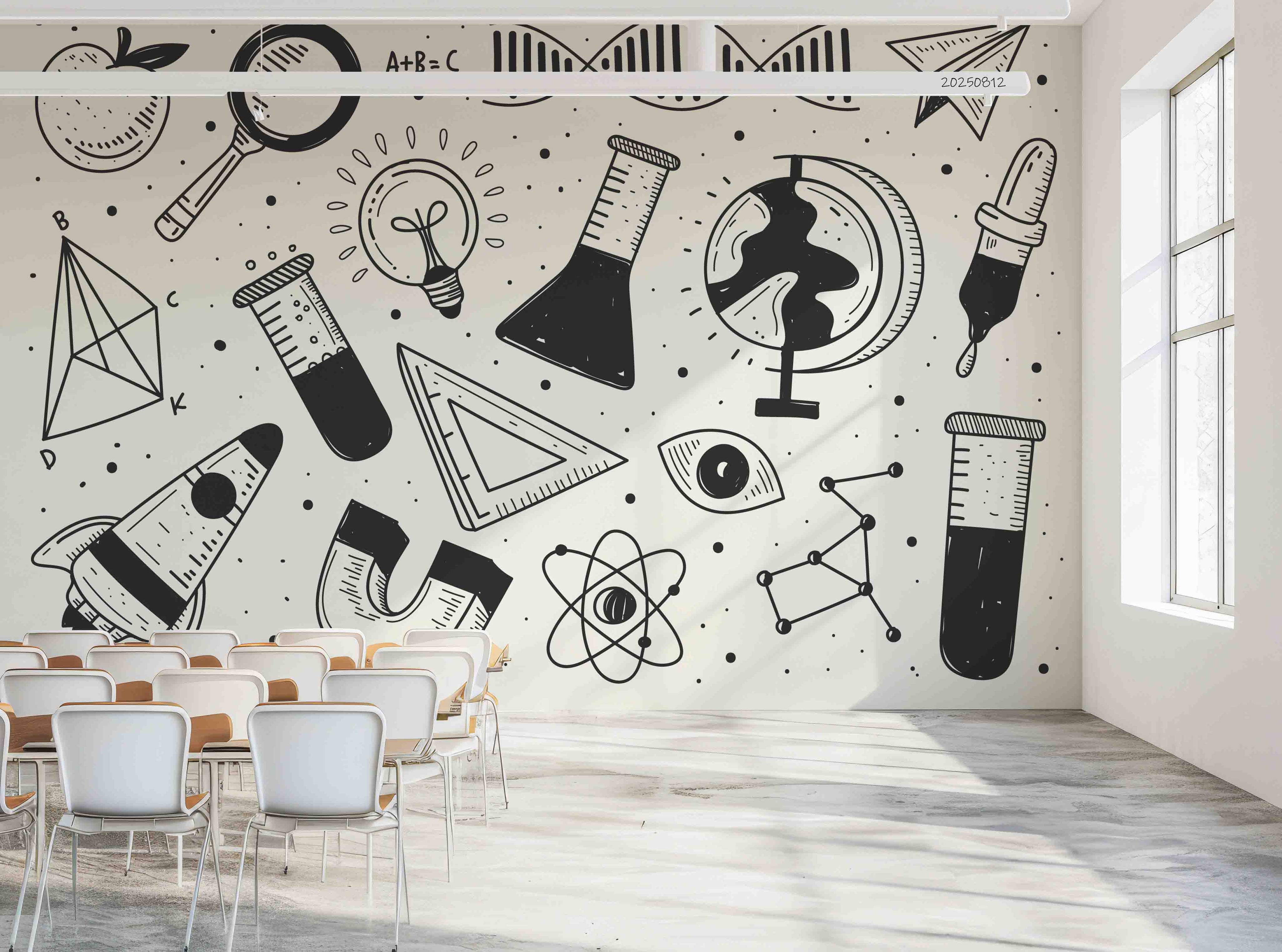 3D School STEM Science Lab Classroom Teaching Aid Wall Mural Wallpaper 1