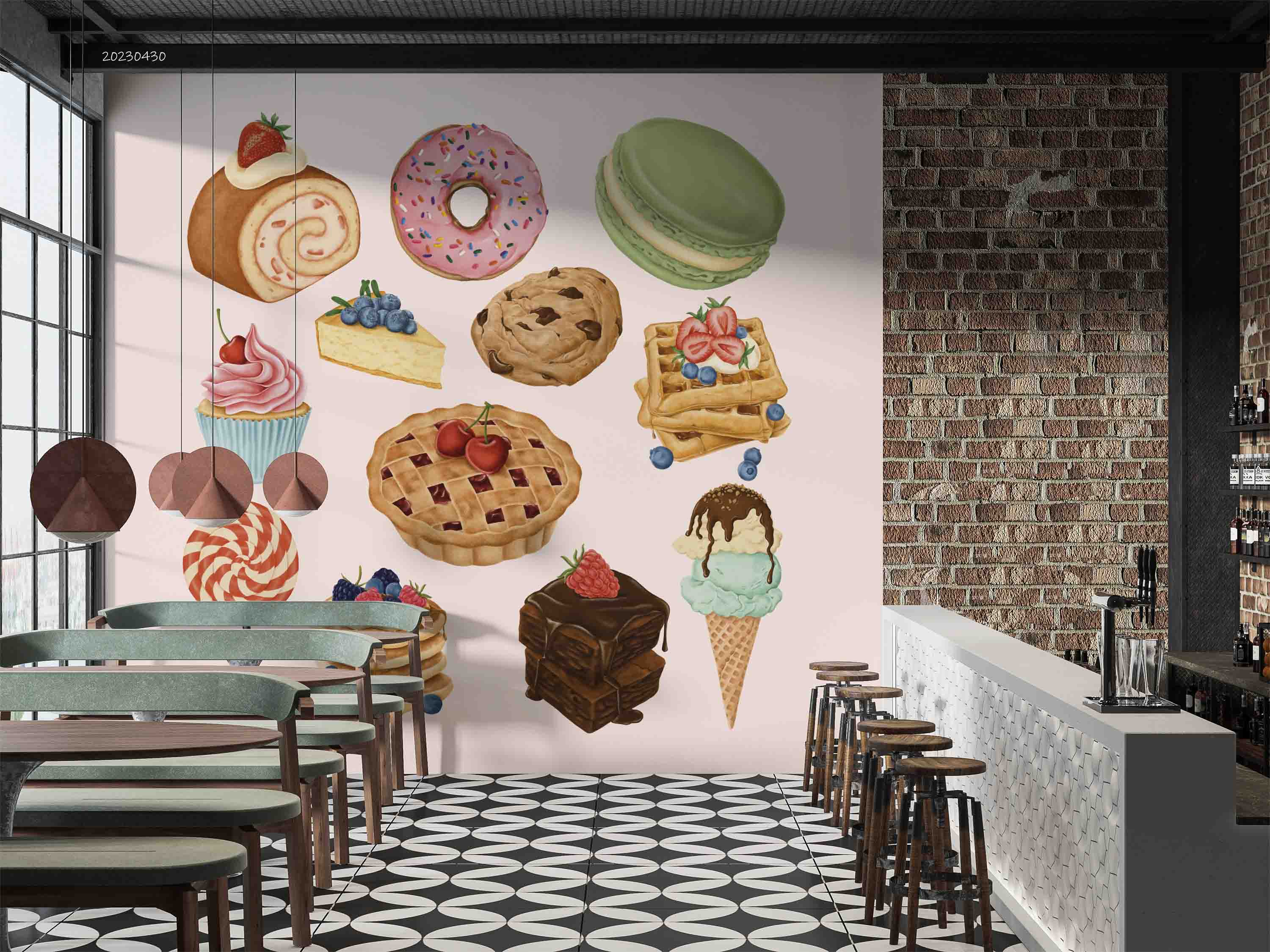 3D Delicious Dessert Set Wall Mural Wallpaper GD 5281- Jess Art Decoration