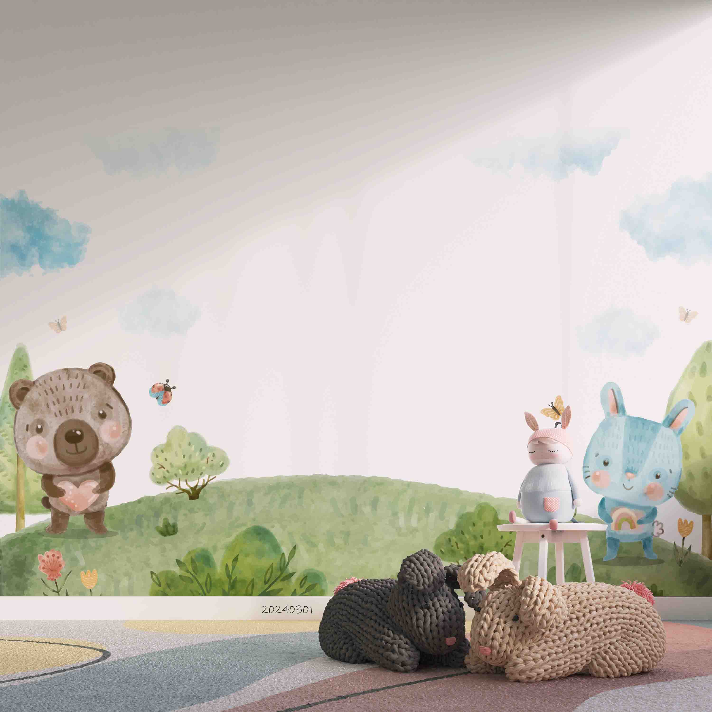 3D Cartoon Grass Animal Bear Kids Wallpaper Wall Mural Wall Decor Wall Art Wall Sticker Remoable Wallpaper