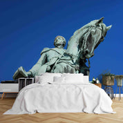 3D Sculpture Horse Man Bluesky Wall Mural Wallpaper YXL 2467