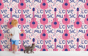 3D Pattern Guitar Pink Letter Note Wall Mural Wallpaper YXL 07- Jess Art Decoration