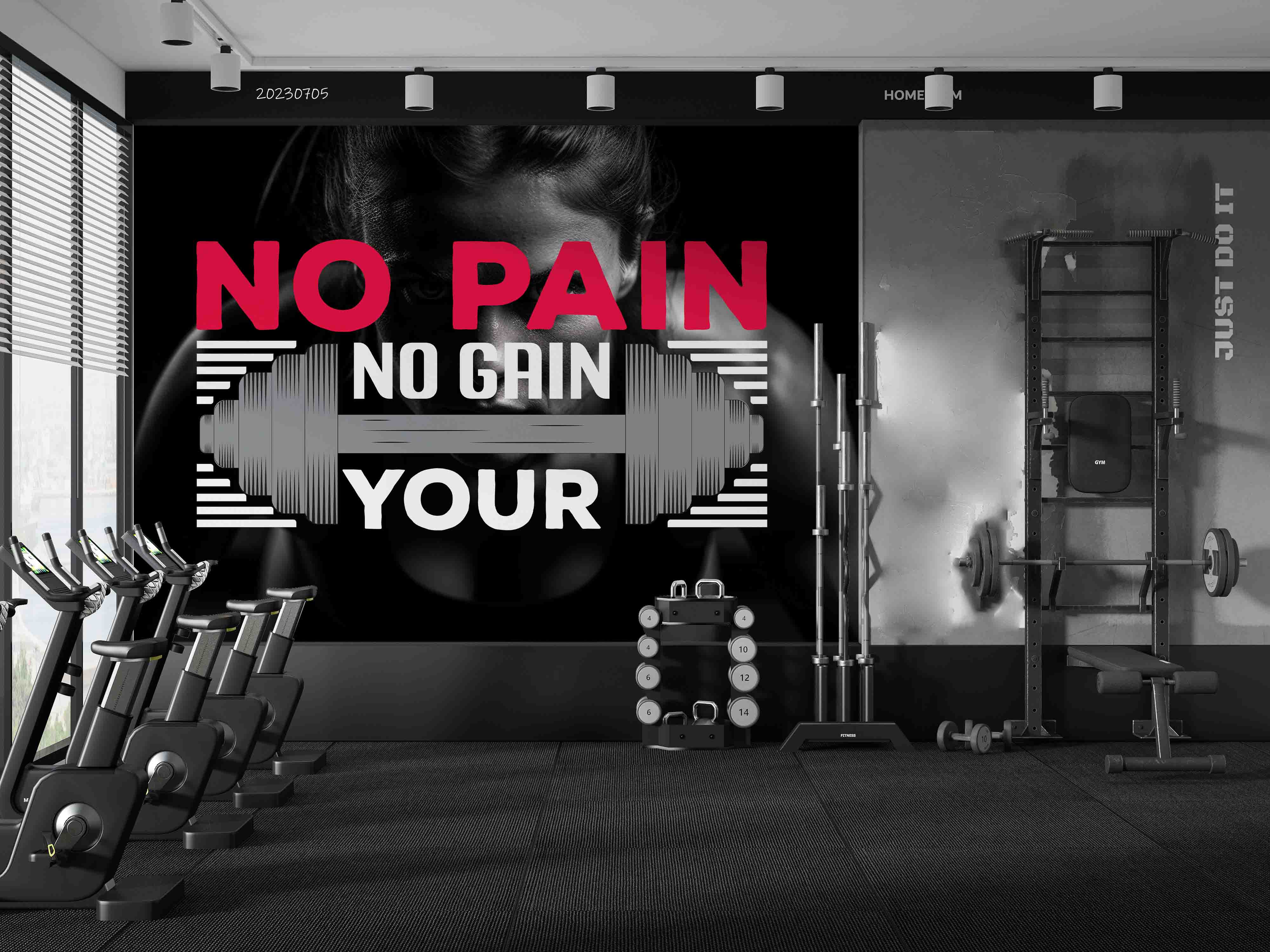 3D Gym Weightlifting Letter Girl Wall Mural Wallpaper YXL 1793