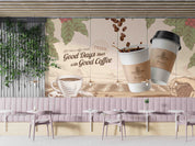 3D Engraved Roasted Coffee Bean Cup Wall Mural Wallpaper GD 5520- Jess Art Decoration
