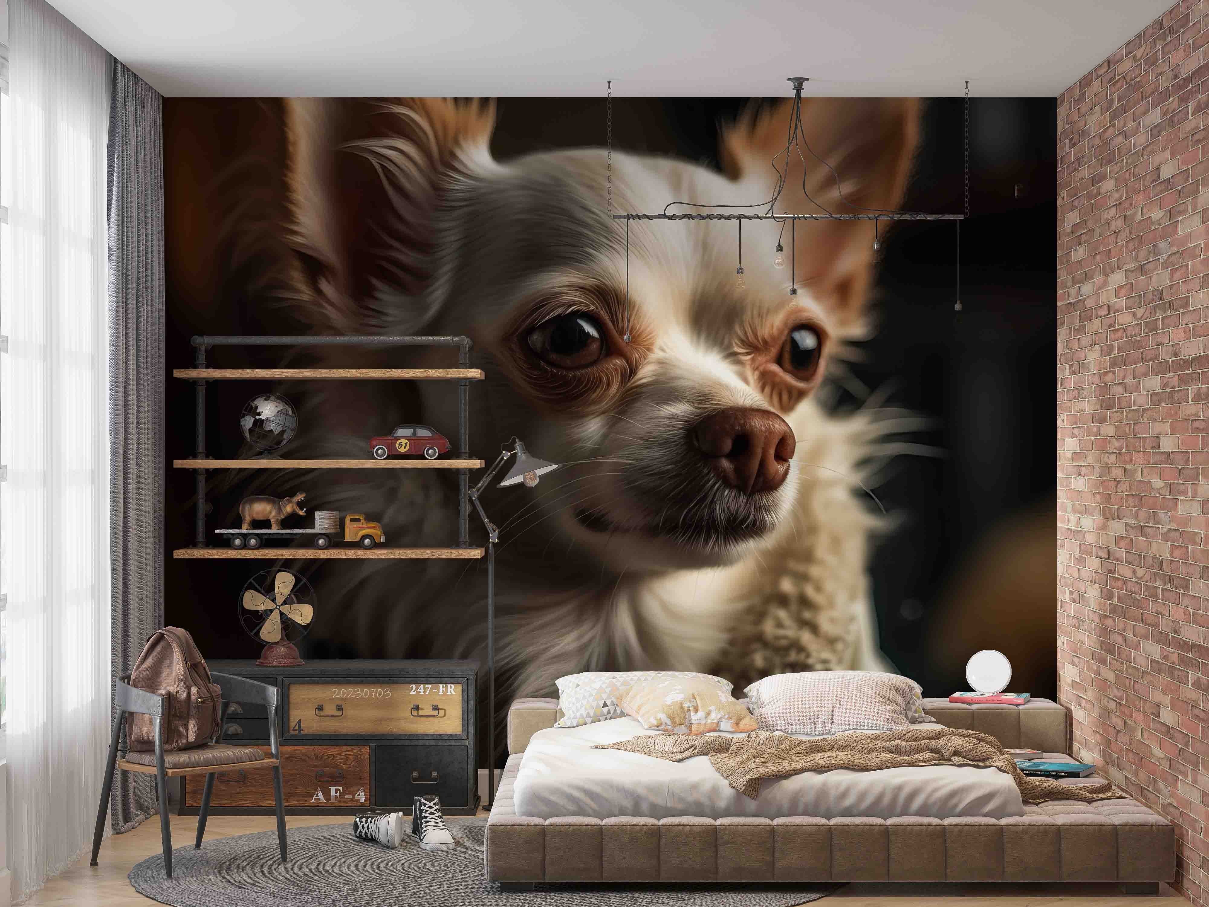 3D Animal Dog White Wall Mural Wallpaper YXL 1824