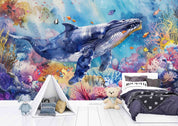 3D Sea Whale Coral Fish Ripple Wall Mural Wallpaper YXL 684