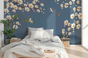 3D Blue Blossom Bird Wall Mural Wallpaper 2683