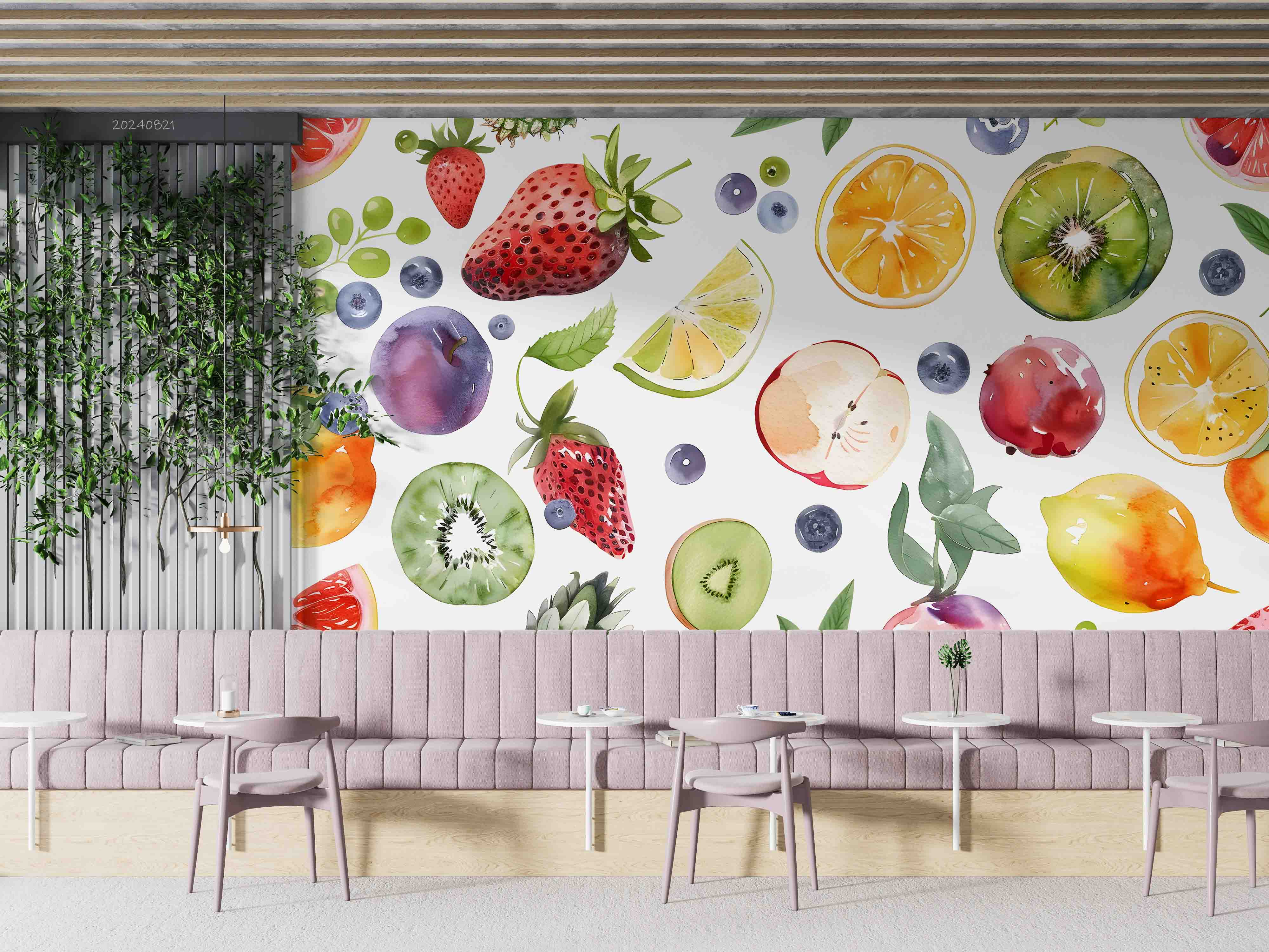 3D Apple Strawberry Kiwi Fruit Wall Mural Wallpaper YXL 283